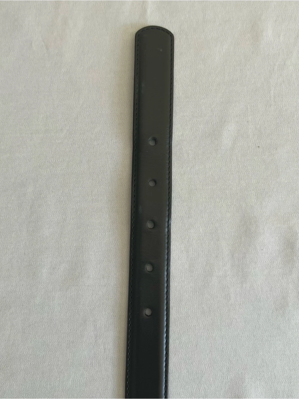 Amanda Smith Black Leather Belt with Gold Buckle